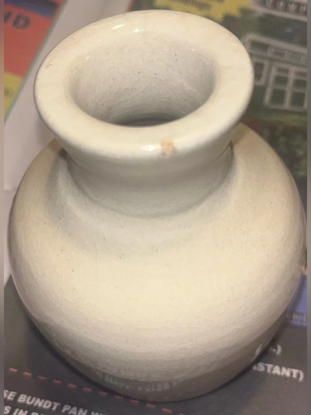 Hand-Painted Blue and Cream Ceramic Bud Vase by Paul Storie.